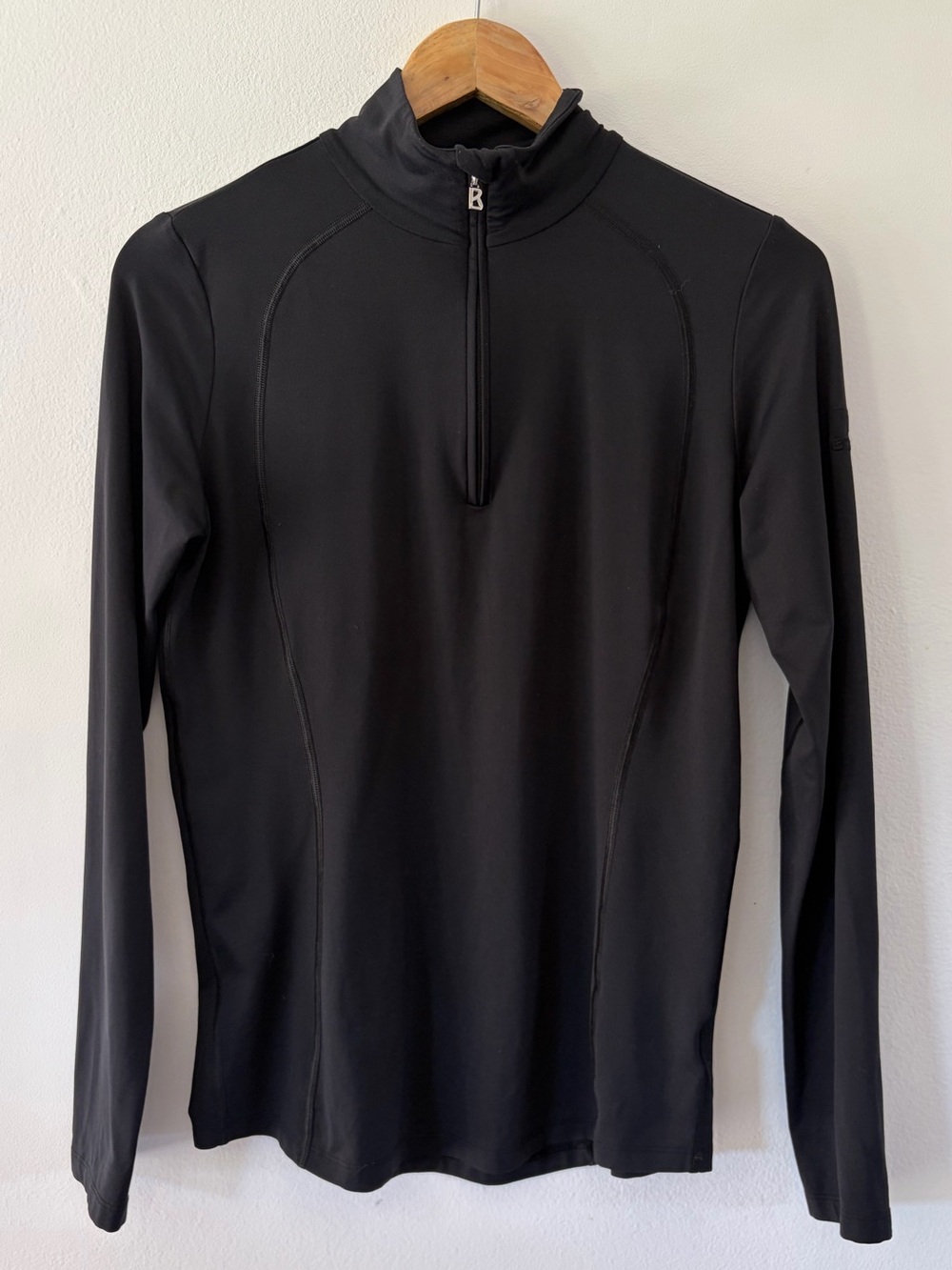 Bogner First Layer Black ¼ Zip Mock Neck Long Sleeve Top Size Medium